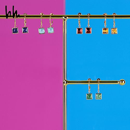 Open Hoop Moonstone Earrings For Women 925 Sterling Silver Or 14K Gold Plated Princess Cut Gemstone Earrings Dangle Charms Moon Stones Hoops June Birthstone Earrings Moonstone Jewelry For Women #TOP5