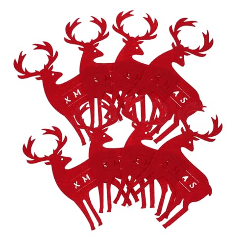 jojofuny Christmas Tableware Holder 8pcs Elk cutlery bag red table decor black decorations holiday pocket fork spoon holders Christmas Silverware Holder Pockets