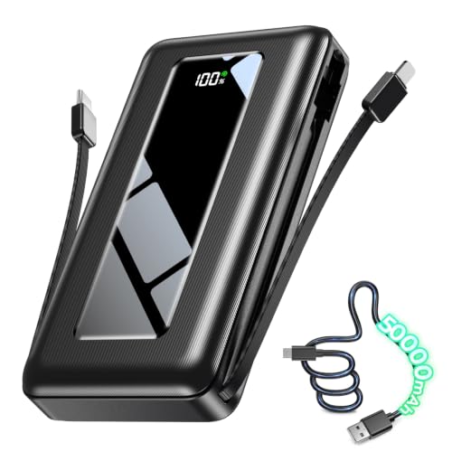 50000mAh Portable Power Bank with Built-in Cables