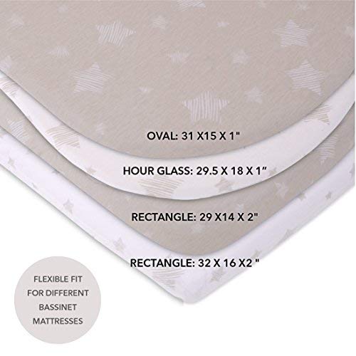 Bassinet Sheet Set 2 Pack 100% Jersey Cotton for Baby Girl and Baby Boy by Ely's & Co. - Tan Drawn Star Design by Ely's & Co.