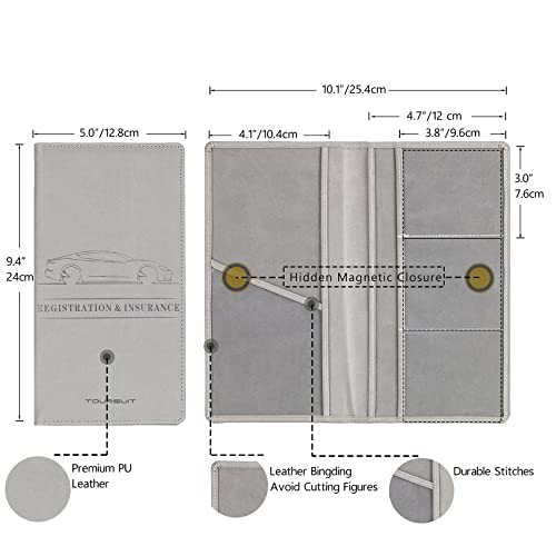 Image of TOURSUIT Car Registration & Insurance Card Holder, Grey