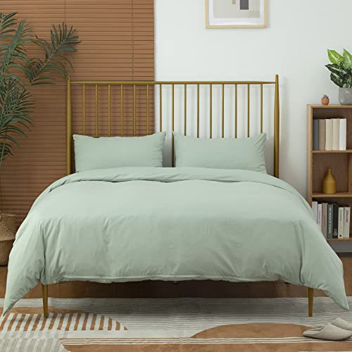 TOCOMOA Bettbezug Queen-Size, 100 % Mikrofaser, ultraweich, 3-teilig, mit 1 Bettbezug und 2 Kissenbezügen, Salbeigrün, Queen-Size-Bett Cover