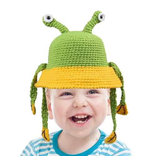 Bonnet grenouille au crochet en laine fait main pour hiver