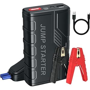 Arrancador de Baterias de Coche,1500 A Arrancador de Coches Portatil para Motor 7.0 L Gasolina o 5.5 L Diesel con Pinzas Bateria Coche, 12 V Booster con Carga rápida USB y Linterna LED de Emergencia