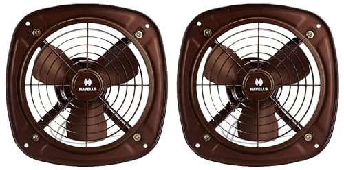 Image of Havells Ventil Air DSP 230mm Exhaust Fan| Cut Out Size: O9.5| Watt: 40| RPM: 1350| Air Delivery: 510| Suitable for Kitchen, Bathroom, and Office| Warranty: 2 Years (Choco Brown) (Pack of 2)