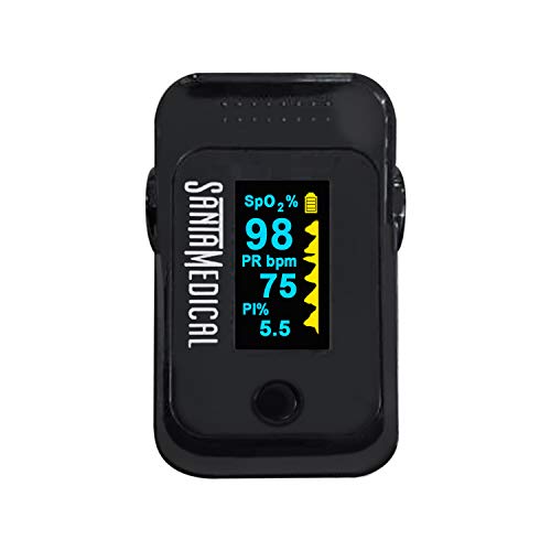 Santamedical Dual Color OLED Pulse Oximeter Fingertip, Blood Oxygen Saturation Monitor (SpO2) with Case, Batteries and Lanyard - Thumbnail 4