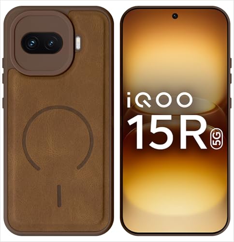 Image of SBMS Back Cover for iQOO 15R 5G | Ultra Slim Soft Rubberised Hard Case | Oil Feel Soft Leather Back | Mag-Safe Design (Mag-Safe Not Support) | Camera Protection Case for iQOO 15R 5G (Brown)