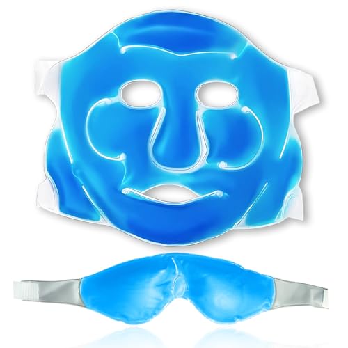 Image of Aqua Ice Face & Eye Cooling Gel Mask and Aloe Vera Gel Mask Ice Pack for Face and Eye Patches Remove Dark Circles, Fatigue Cool Eyes Patch Pads Eye Care | Facial Skin Refresh Face Mask for Hot & Cold Therapy (Blue Face Mask, Eye Mask)