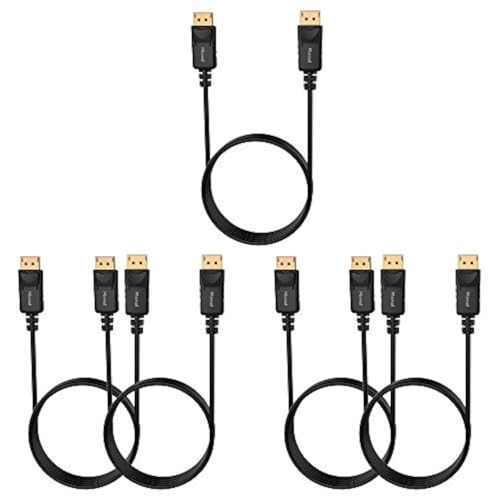 4K DisplayPort to DisplayPort Cable, 6 Feet, 5 Pack, Gold-Plated High Speed Display Port 1.2 Cable (4K@60Hz, 2K@144Hz) DP Cable Compatible with Computer, Desktop, Laptop, PC, Monitor & More