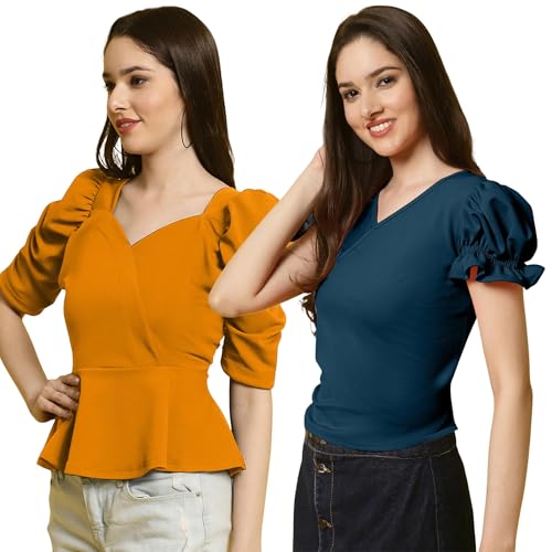 Image of Pinkmint Women Casual Stylish Top's Combo for Women l Western Crop Top Combo Set l Summer Trendy T-Shirt (Pack of 2)
