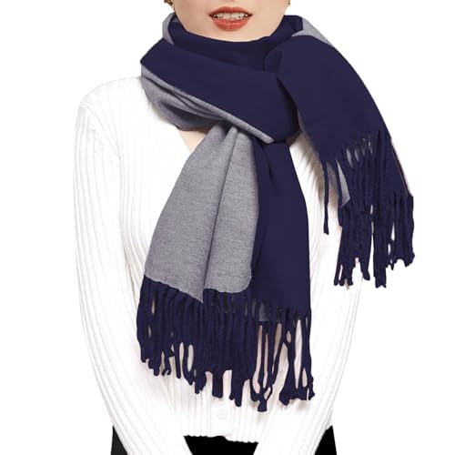 ehsbuy Bufanda de cachemira para mujer, mantones y envolturas de pashmina suaves, reversibles, largas, grandes, cálidas, gruesas, bufandas con borla para bodas, regalos de mujer