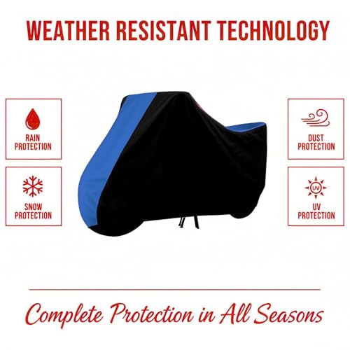 Image of Motorcycle Bike Body Cover for Outdoor Use - Heavy Fabric Water Resistant Two Wheeler Cover with UV, Dust & Rain Protection Compatible for Splendor Plus XTEC
