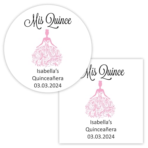 Mis Quince Stickers, Quinceañera Labels, Glossy Labels/Stickers (#027-WH)