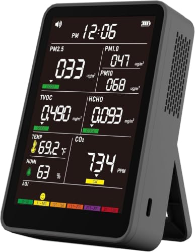 Image of 16-in-1 Indoor Air Quality Monitor, High-Precision Multi-Parameter Smart Air Quality Tester with HD Real-Time Color Screen, Portable Air Quality Monitor for Home, Office, Cars, Bedroom
