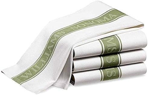 3 Pack Sonoma Classic 100% Turkish Cotton Stripe Glass Hand Drying Tea Towels (Moss Green)
