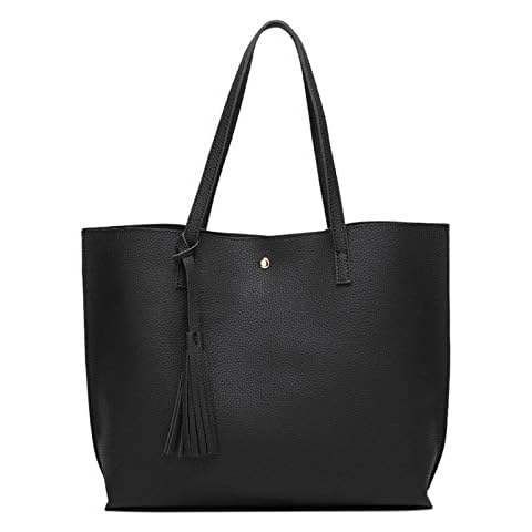 LIRENSHIGE Handbags for Women, Ladies Handbag Tote Bag Soft PU Leather Large Capacity Womens Top Handle Shoulder Bag For women Black Handbag (Black) Cover