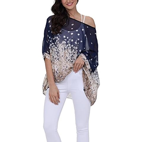 iNewbetter Womens Summer Bohemian Tops Batwing Sleeve Beach Wear Loose Fit Tunic Shirt 288 One Size Cover