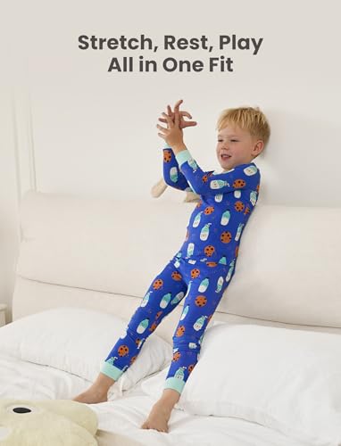 Image of PATPAT Bamboo Viscose Pajama Sets for Toddler Boys & Girls Baby Kids, Ultra-soft Snug fit Pjs Sleepers for Birthday Holiday