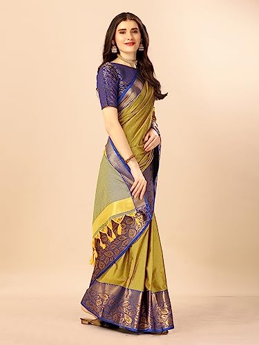Image of Avantika Fashion Women's Woven Cotton Silk Art Silk Banarasi Saree With Blouse Piece
