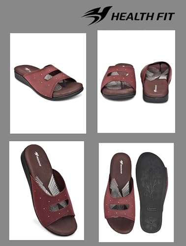 Image of HEALTH FIT EXTRA SOFT Women's Comfortable Memory Foam Doctor Slippers /Flip-Flops|Fashionable Casual & Stylish|Lightweight & Breathable|Outdoor Synthetic Casual Chappals Sandals Ladies & Girls HF25
