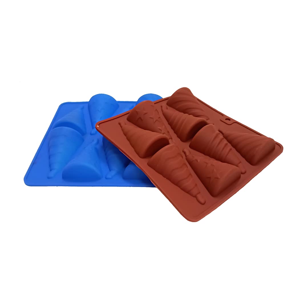 HUSAINI MART | 8 Cavities Designer Diwali Flower(Anar) Shape Silicone Mold/Mould for Chocolate Cake Decoration Tray Bakeware (Random Color)