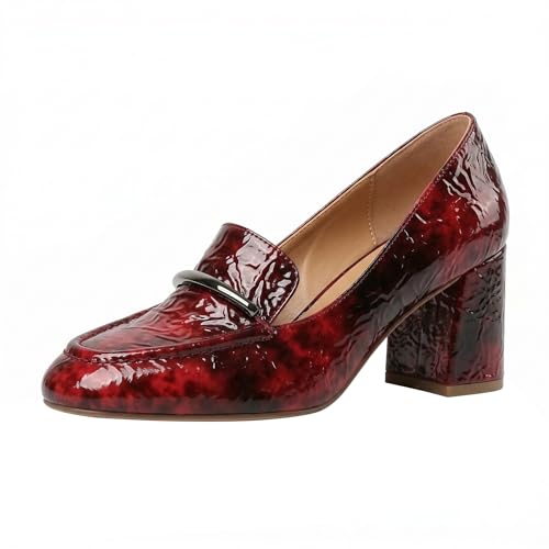 Image of Eldof Women's Pumps Block Heel Round Toe Slip On Chunky Loafer Heel Dress Shoes Pumps for Women 2.5 Inches