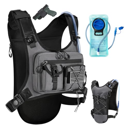Image of Criuage USA Patent Running Hydration Vest Backpack, Lightweight Chest Pack with 2.0L Water Bladder Bag Daypack for Hiking Running Cycling Race Marathon for Women Men