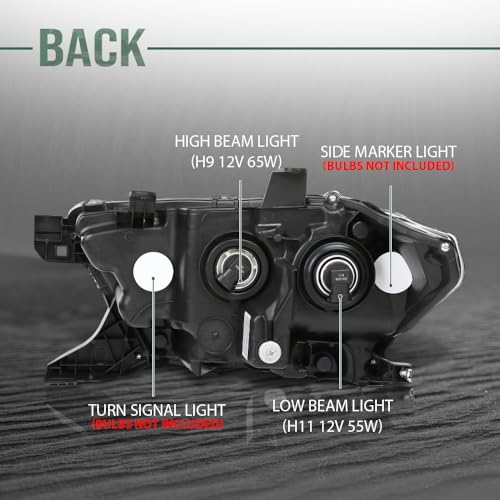 Image of GRAND ORANGE Right Side Headlight Assembly W /O LED Daytime Running Front Headlamp Compatible with Toyota Tacoma 2016-2018, Fit Models Without Factory LED Daytime Running Light Only White