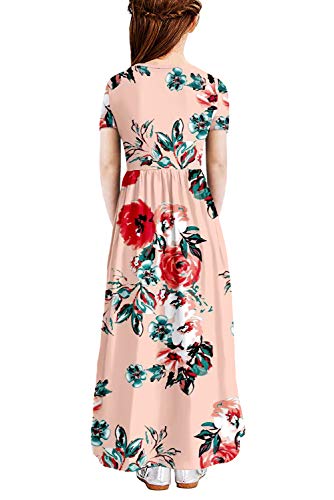 Image of storeofbaby Girls Floral /Solid Maxi Dress Floor Length with Pockets Casual