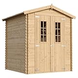 Abri de Jardin en Bois avec Sol TRAITÉ - Stockage extérieur I186xL196xH218 cm/ 2,82 m2 Petit abri à Outils, Local à vélos - TIMBELA M320C+M320G