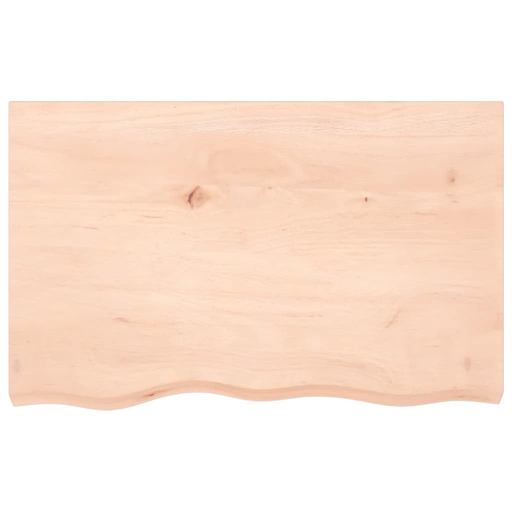 Piano lavabo in rovere massiccio non trattato con bordo naturale, 80 x 50 x 2 fino a 6 cm, piano di lavoro per ristrutturazione bagno, portata massima 32 kg