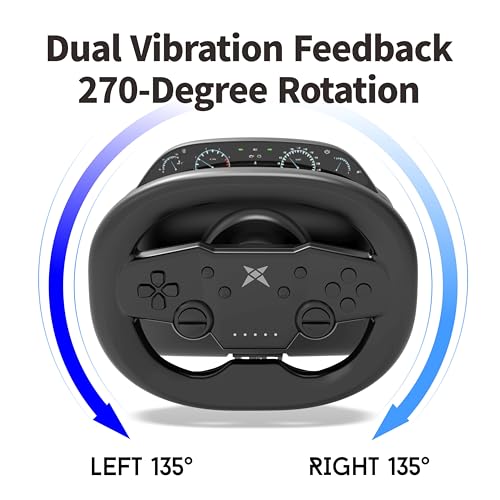 DOYO Gaming Steering Wheel, 270 Degree Racing Wheel with Dual-Vibration Motors, Wireless Steering Wheel for PS4, PC, Nintendo Switch, PS3, IOS, Android Race Games, Screenshot Capture