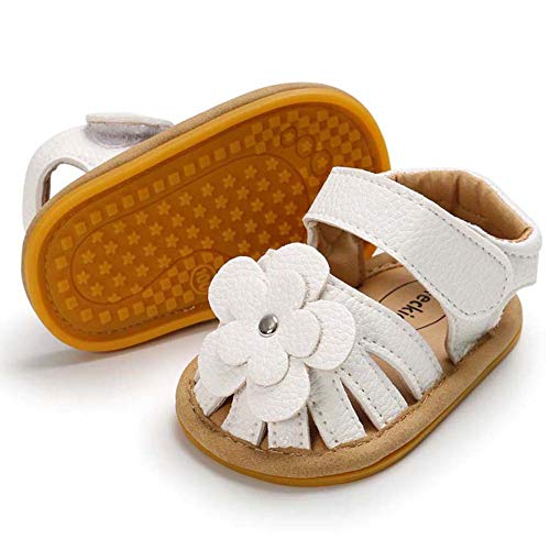 Babelvit Infant Baby Girl Boy Sandals Comfort Premium Summer Outdoor Beach Shoes with Flower Bowknot Anti Slip Rubber Sole Newbron Toddler Prewalker First Walking Shoes