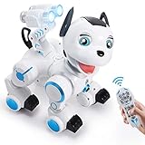 ANTAPRCIS Ferngesteuert Hund Roboter Spielzeug, Intelligent RC Hund mit Licht und Musik, Programmierbar Niedlich Interaktiv Dog Singen Tanzen für Kinder Jungen Mädchen Geschenk