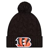 New Era Girls Youth Black Cincinnati Bengals Cabled Cuffed Knit Hat with Pom