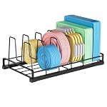Food Container Lid Organizer for Cabinet with 6 Adjustable Divider