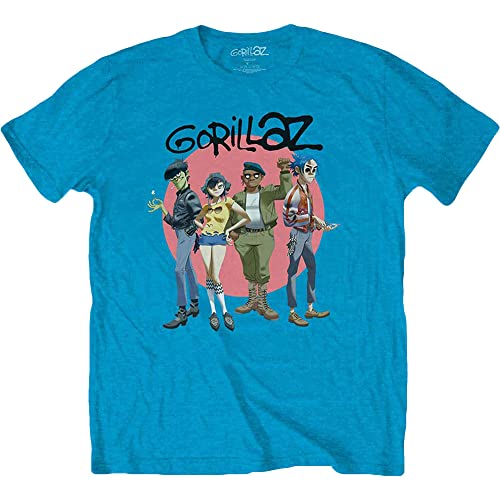 Gorillaz Camiseta Group Circle Rise Band Logo Nuevo Oficial Hombre Sapphire Azul Talla M