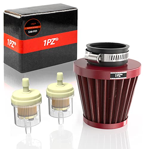 1PZ S38-F01 38mm 39mm 40mm Filtro de Aire Cónico Universal Moto 49cc 50cc 70cc 80cc 90cc 110cc 125cc 150cc 200cc GY6 Scooter ATV Moped Ciclomotor Quad Dirt Pit Bike, Rojo