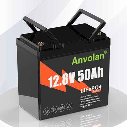 12V 50Ah Lithium LiFePO4 Batterie,mit50A BMS,Max.15000 Zyklen Lithium Akku,für Ersatz Blei-Säure Batterien,AGM Batterie,Boote,Solaranlage Off-Grid,Camping,Wohnmobile,Trolling Motoren(50Ah 12.8Volt)