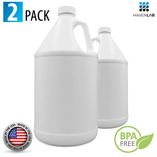 HavenLab Plastic Jug 2 Pack - Gallon Storage Containers with Cap and Reusable