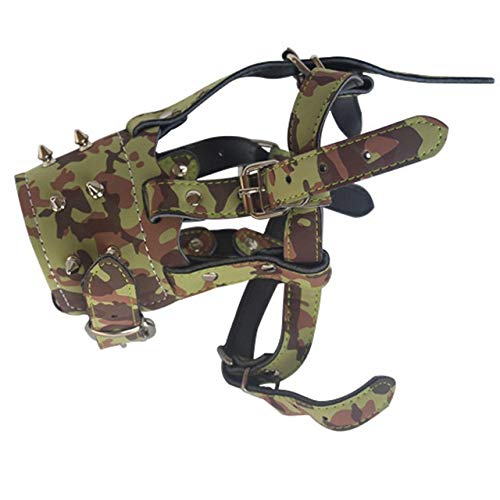 Muselière pour chiens en cuir camouflage pour des promenades sereines en ville