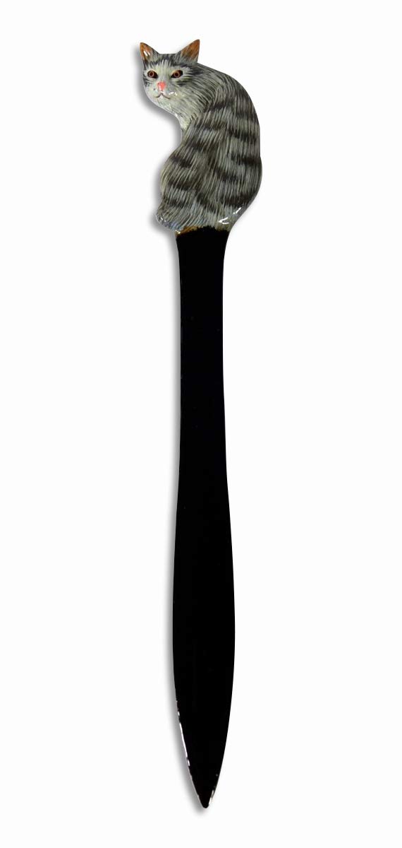 XL Hand Painted Gray Cat Letter Opener