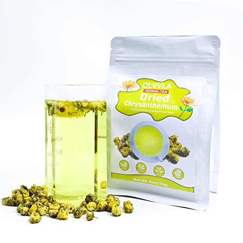 Image of Olvvla - Chrysanthemum Tea, 4oz /114g, Dried Fetal Chrysanthemum Flowers | Caffeine-free Tai Ju herbal tea with natural dried fetal chrysanthemum flowers for a floral daily infusion