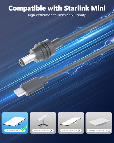 Image of Starlink Mini USB C to DC Power Cord, 50FT Starlink Mini Cable,Type C Input to DC 20V 5A Barrel Jack Cable Work with 100W PD Charger and PD Power Bank Waterproof 18AWG 15M