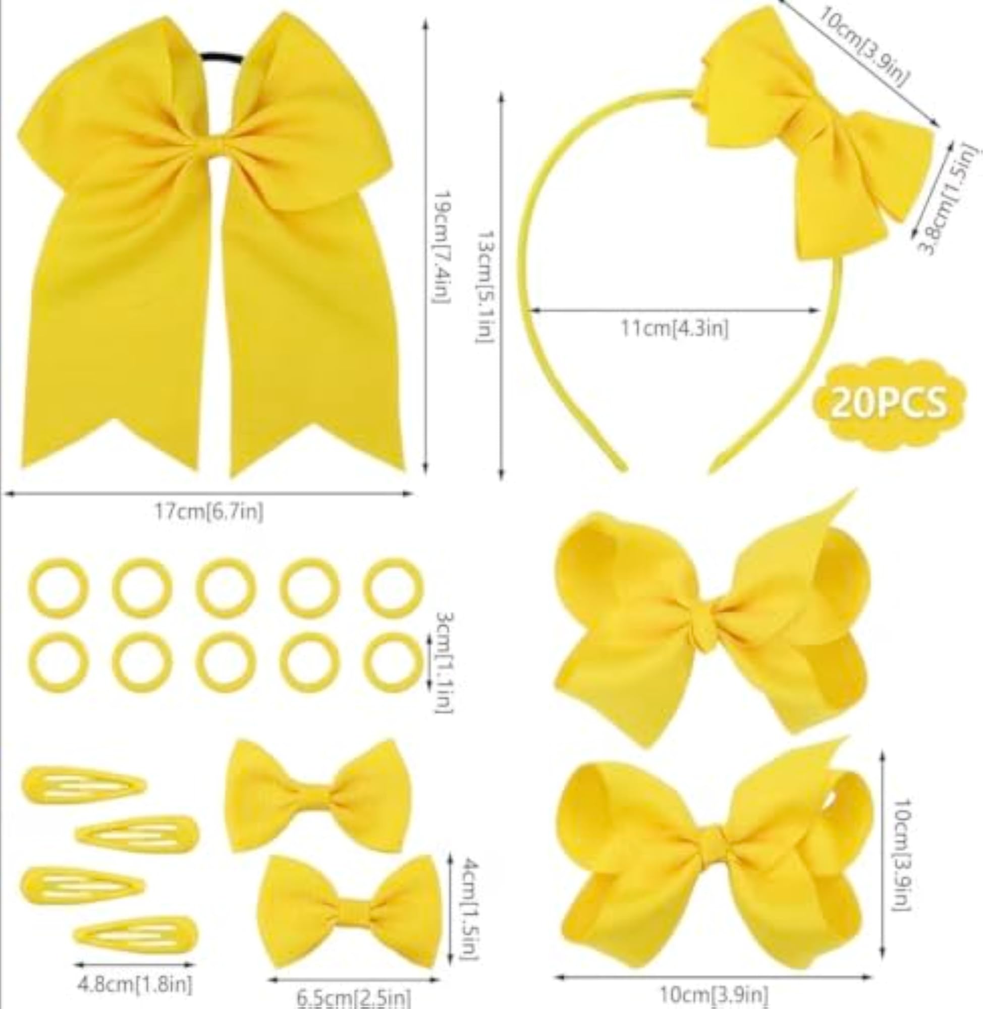 Girls Hair Bow Set with 20 Pieces, Grosgrain Ribbon