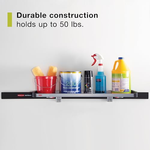 Image of Rubbermaid FastTrack Rail Large Shelf Organization System, Holds up to 50 Pounds, Ideal for Cleaning Products /Garden Supplies /Laundry Products