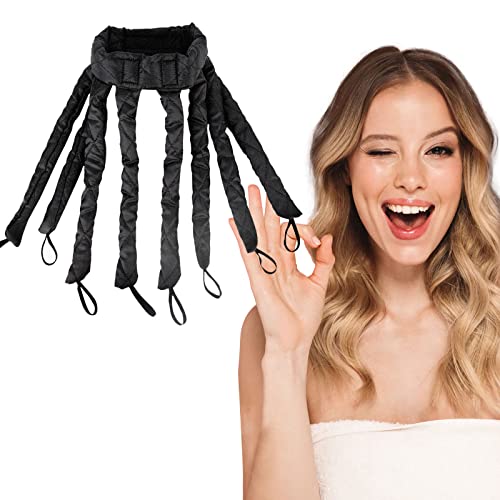 Rizador Pelo Sin Calor, Rizador de Pelo Sin Calor Para Cabello Largo, Octopus Heatless Hair Curlers, Varilla Para Rizar Sin Calo, Adecuado Para Mujeres con Cabello Medio y Largo (Negro)