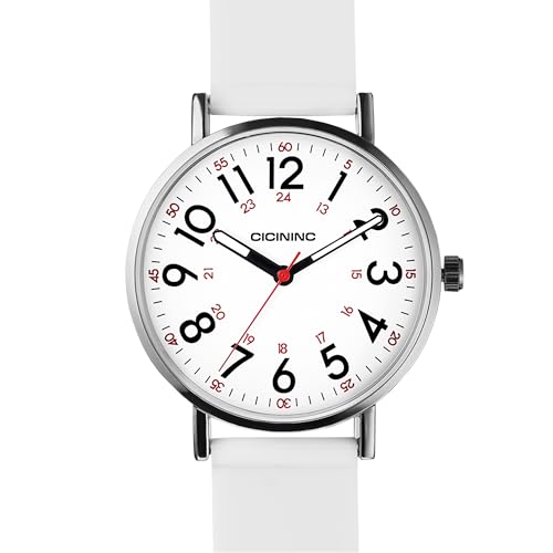 Image of Watch with Second Hand Nursing for Women, Analog Watches for Nurses, 12 /24 Hour Military Time, Easy Read Dial, Colorful Silicone Band