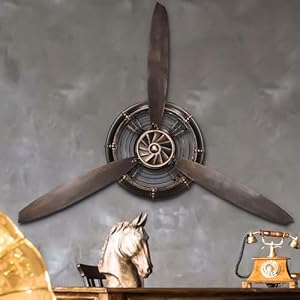 YOUKI Airplane Propeller Wall Decor,Aviation Decor,Pilot Gifts,Propeller Wall Sculptures,Wall Art for Kitchen Bedroom,Living room,kitchen,Bathroom, Battery Operated,Metal