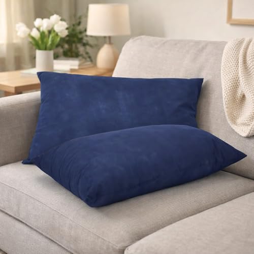 Image of ARLinen Sleeping Pillow Filler Set of 2 - Non-Woven Fabric, Fluffy Cotton Filling, Home, Hospital, Hostel & Travel Use - Navy Blue 17x27 Inch